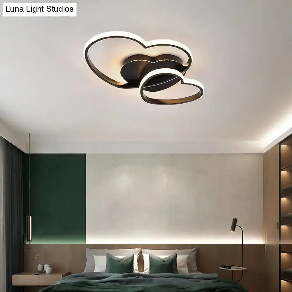 Modern Metal Heart Flush Mount Led Ceiling Light For Bedroom