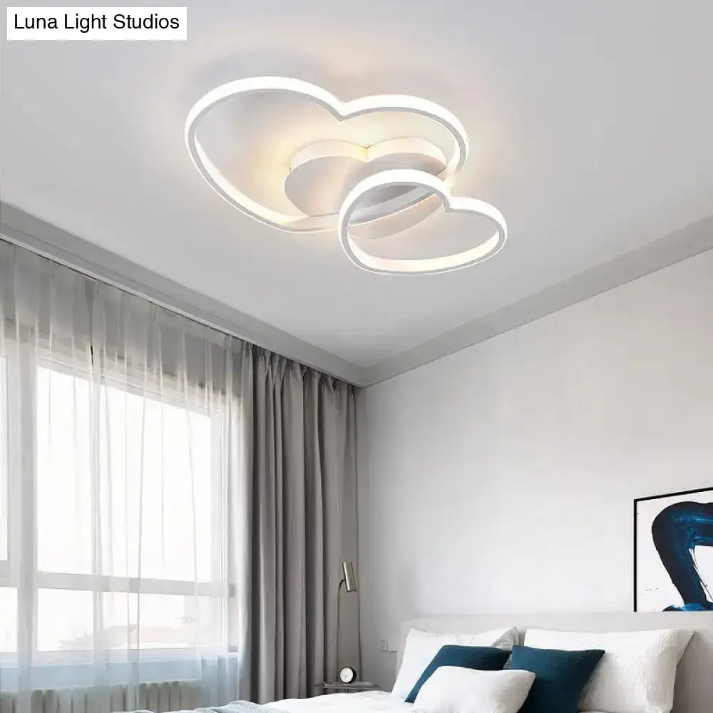 Modern Metal Heart Flush Mount Led Ceiling Light For Bedroom