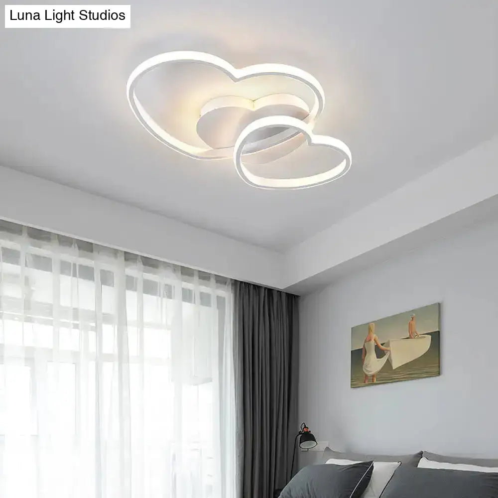 Modern Metal Heart Flush Mount Led Ceiling Light For Bedroom