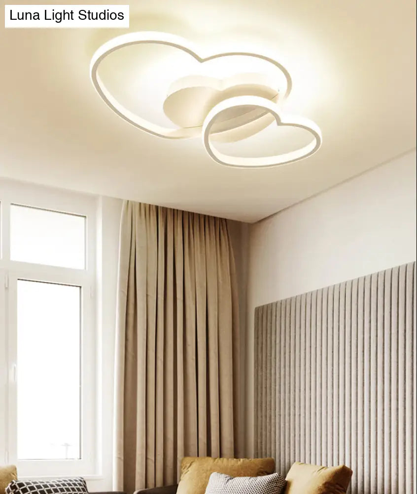 Modern Metal Heart-Shaped Led Flush Mount Ceiling Light