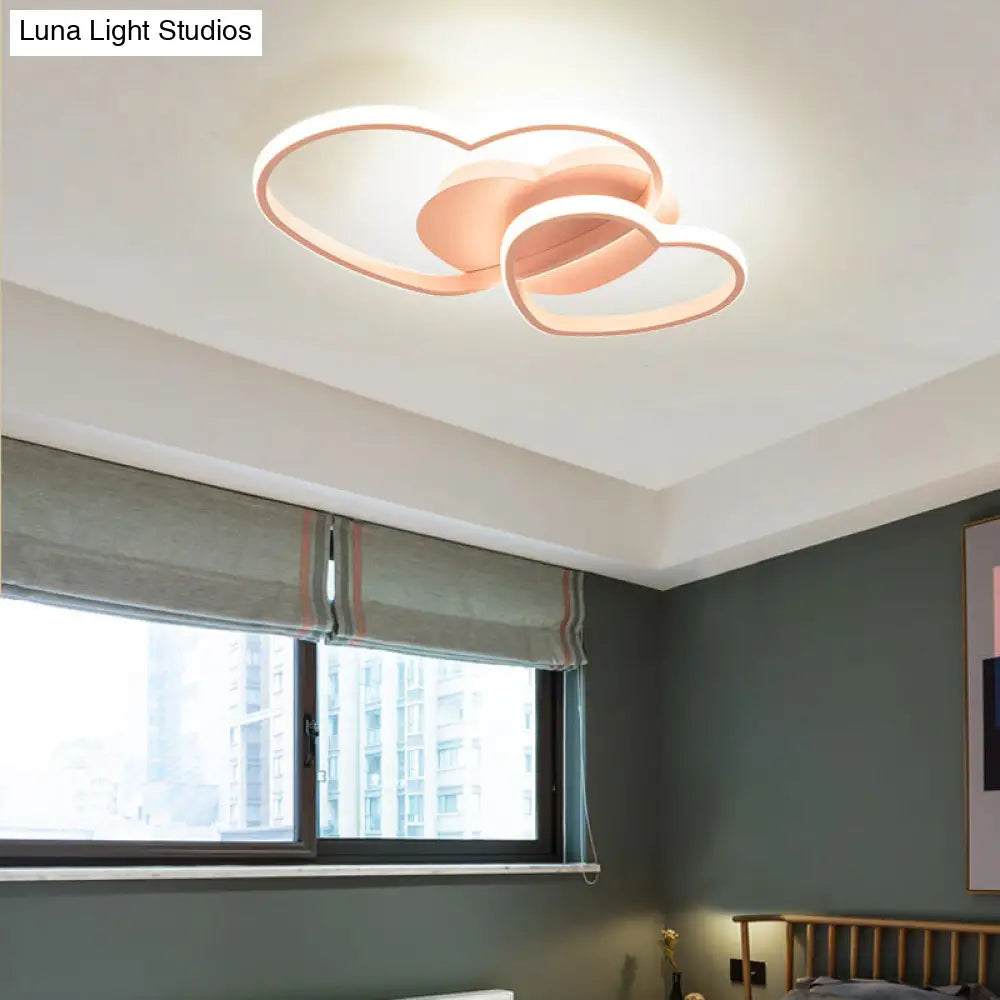 Modern Metal Heart-Shaped Led Flush Mount Ceiling Light