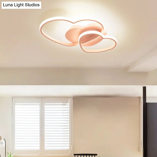 Modern Metal Heart-Shaped Led Flush Mount Ceiling Light