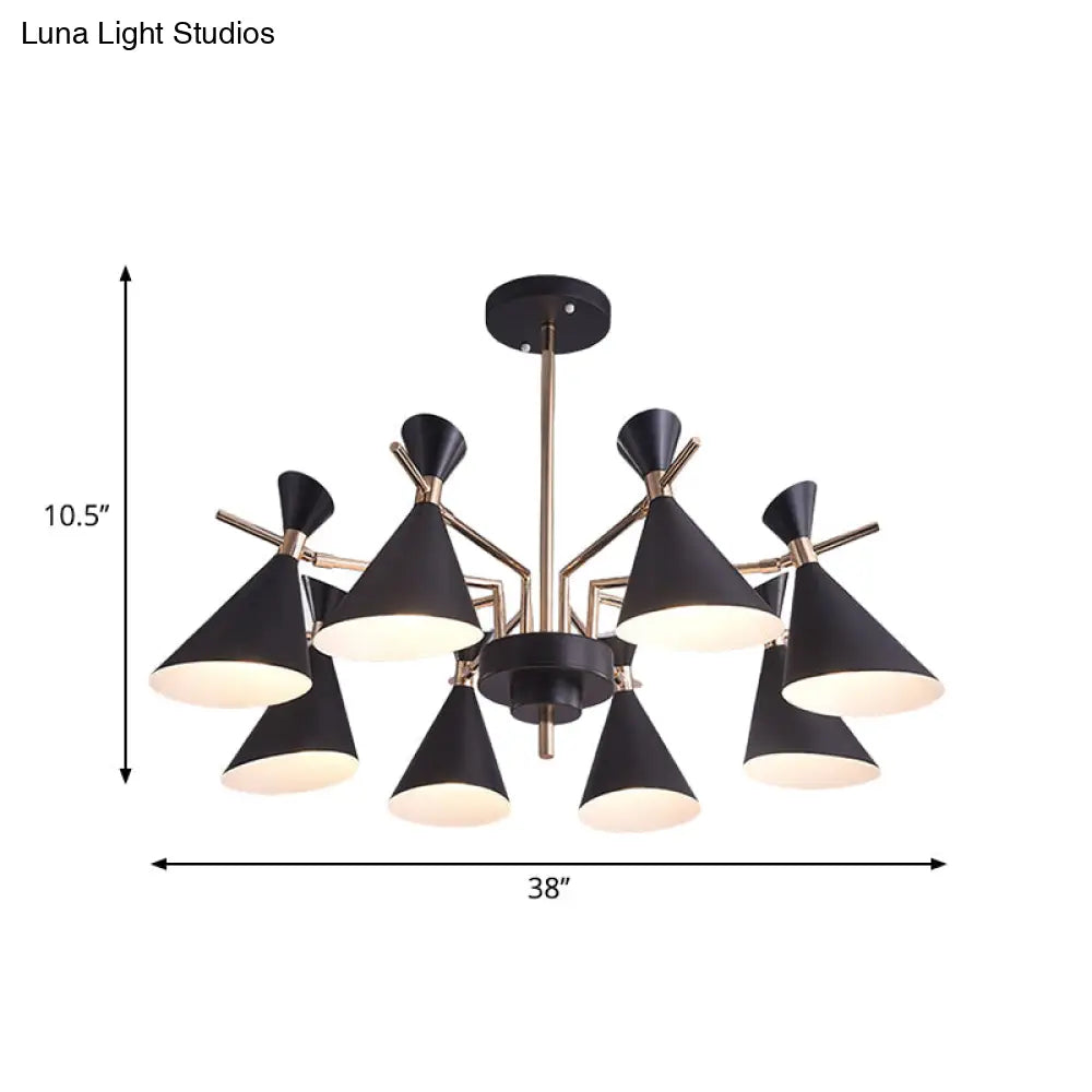 Modern Metal Horn Shade Pendant Lamp - 8 Lights For Living Room