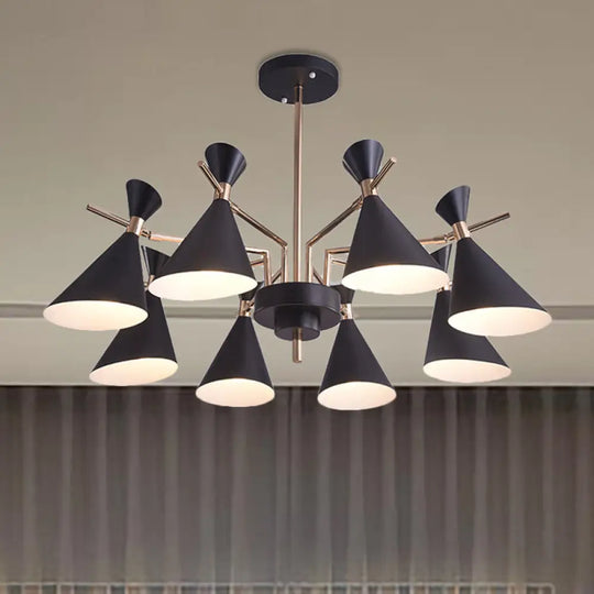 Modern Metal Horn Shade Pendant Lamp - 8 Lights For Living Room Black