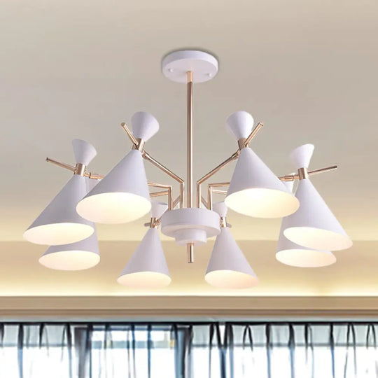 Modern Metal Horn Shade Pendant Lamp - 8 Lights For Living Room White