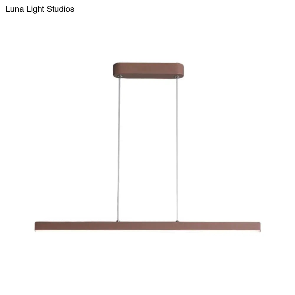 Modern Metal Island Led Pendant Lamp In Brown With Warm/White Light