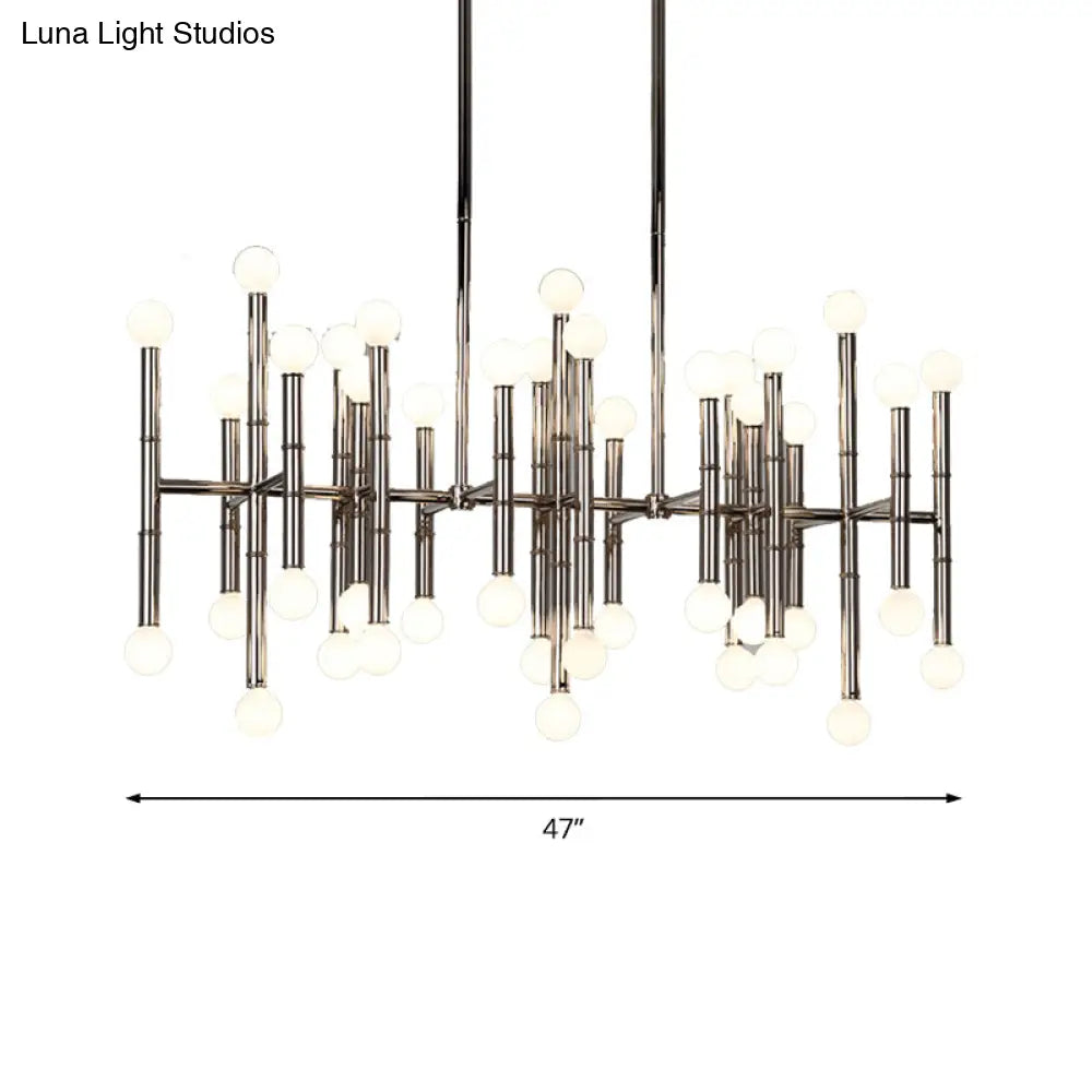 Modern Metal Island Light - Multi-Rod 42-Head Black/Chrome/Gold Up & Down Lighting Fixture