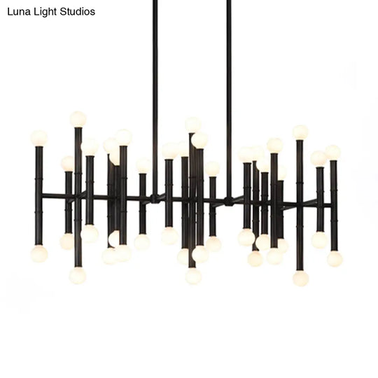 Modern Metal Island Light - Multi-Rod 42-Head Black/Chrome/Gold Up & Down Lighting Fixture