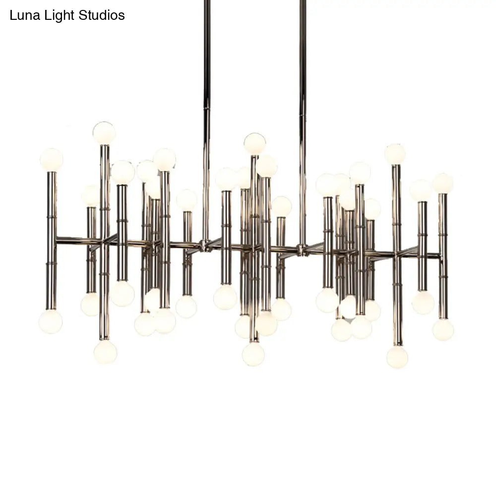 Modern Metal Island Light - Multi-Rod 42-Head Black/Chrome/Gold Up & Down Lighting Fixture