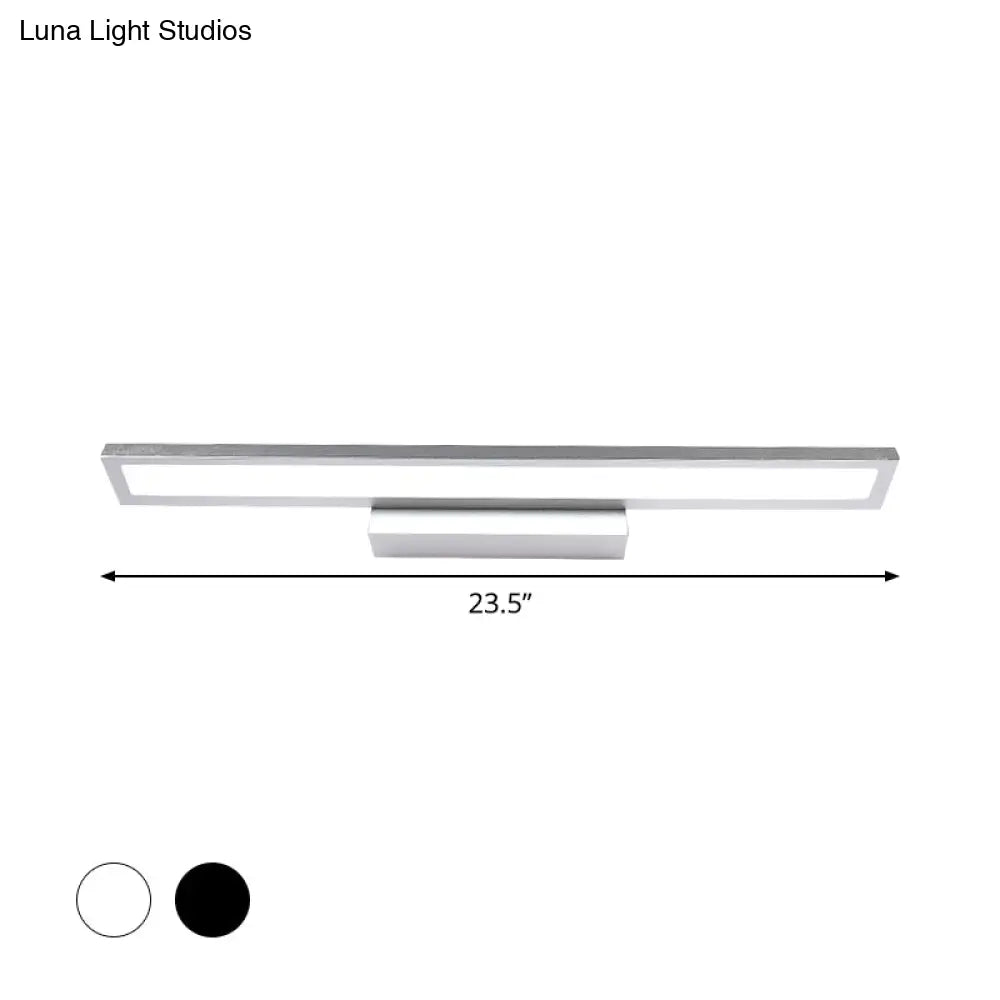 Modern Metal Led Bathroom Wall Sconce In Black/Silver 16/23.5 L - Elegant Vanity Lighting Ideas