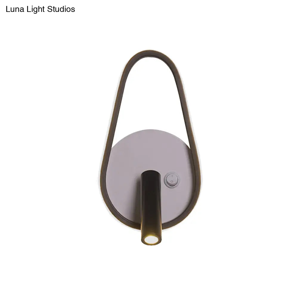 Modern Metal Led Bedside Wall Sconce In Black White/Warm Light - Circle/Square/Ellipse Design