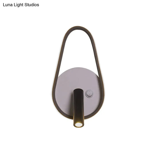 Modern Metal Led Bedside Wall Sconce In Black White/Warm Light - Circle/Square/Ellipse Design