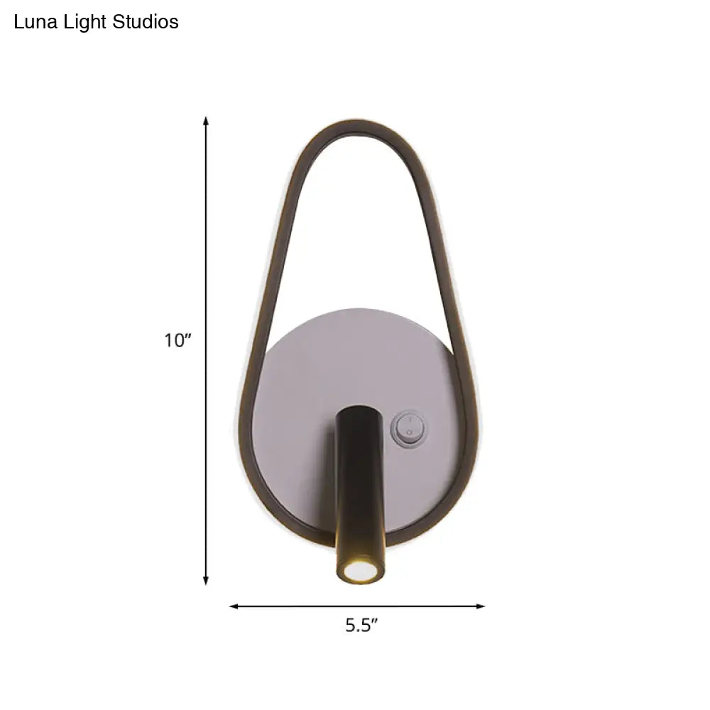 Modern Metal Led Bedside Wall Sconce In Black White/Warm Light - Circle/Square/Ellipse Design