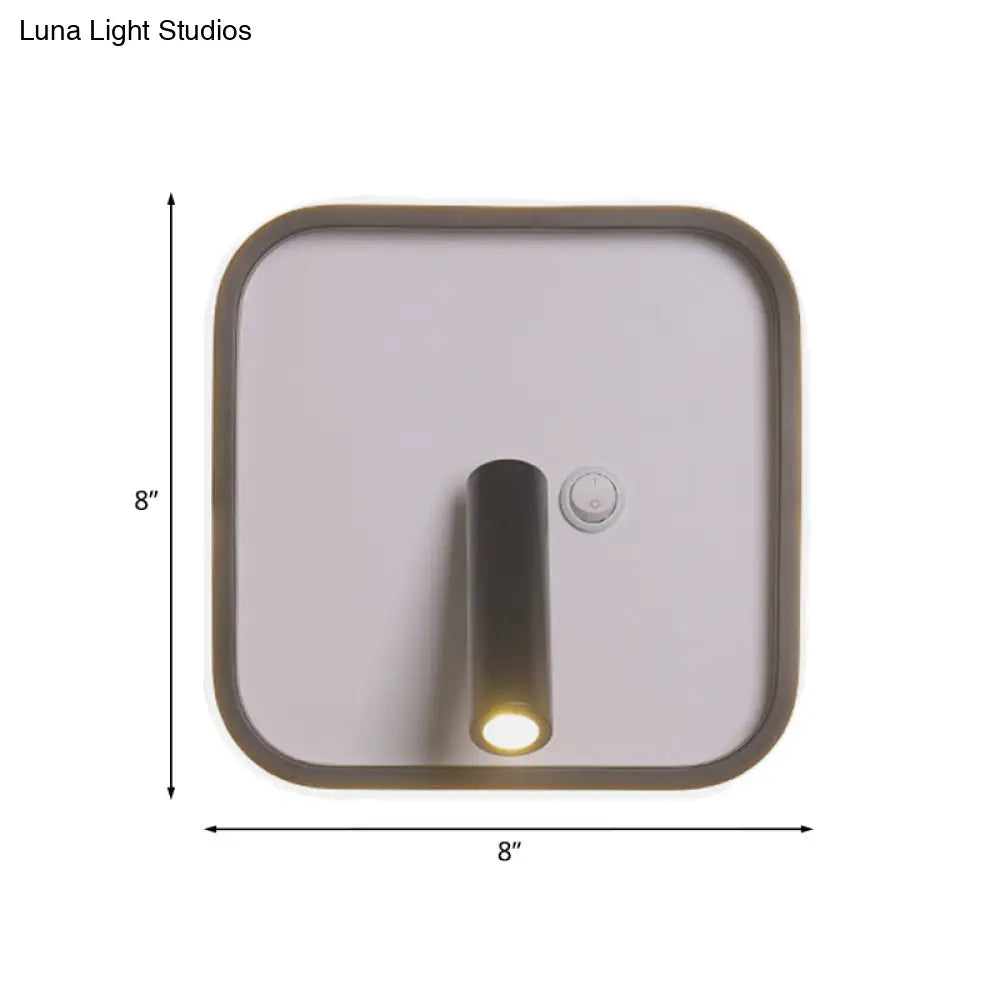 Modern Metal Led Bedside Wall Sconce In Black White/Warm Light - Circle/Square/Ellipse Design