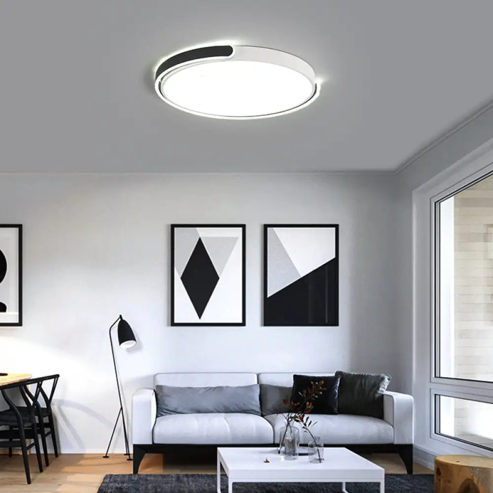 Modern Metal Led Ceiling Light Fixture With Acrylic Diffuser - Stylish Flushmount Lighting For