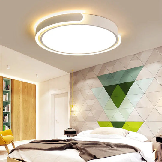 Modern Metal Led Ceiling Light Fixture With Acrylic Diffuser - Stylish Flushmount Lighting For