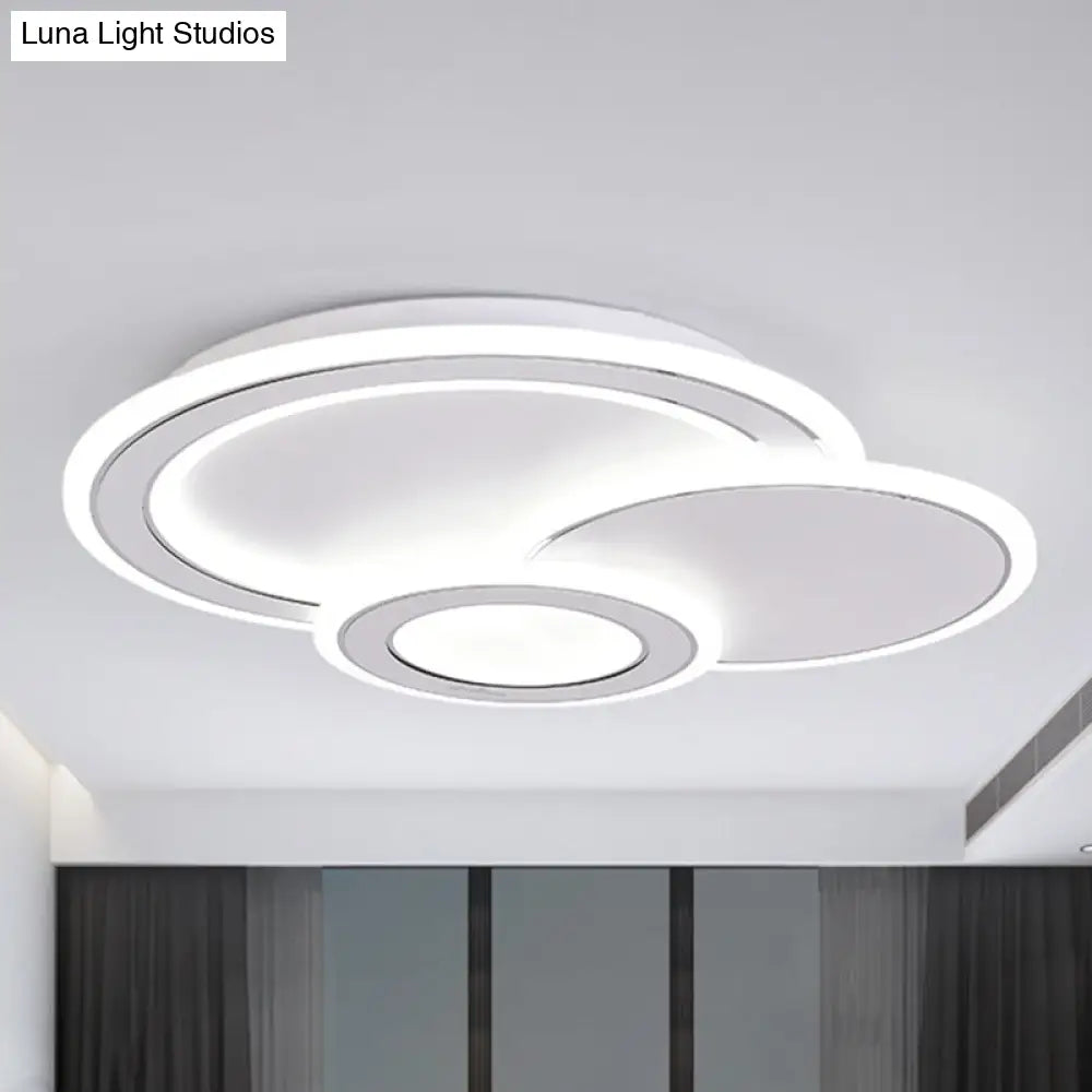 Modern Metal Led Ceiling Mounted Fixture For Guest Room - Minimalist Black & White Flush Light