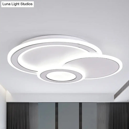 Modern Metal Led Ceiling Mounted Fixture For Guest Room - Minimalist Black & White Flush Light