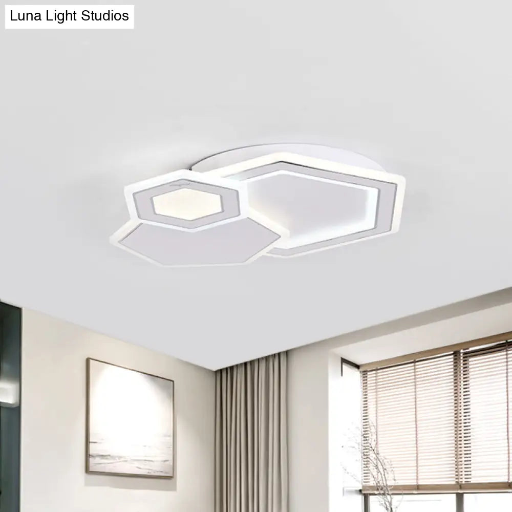 Modern Metal Led Ceiling Mounted Fixture For Guest Room - Minimalist Black & White Flush Light