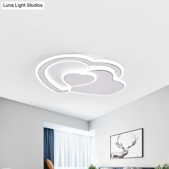 Modern Metal Led Ceiling Mounted Fixture For Guest Room - Minimalist Black & White Flush Light