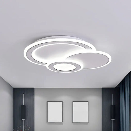 Modern Metal Led Ceiling Mounted Fixture For Guest Room - Minimalist Black & White Flush Light