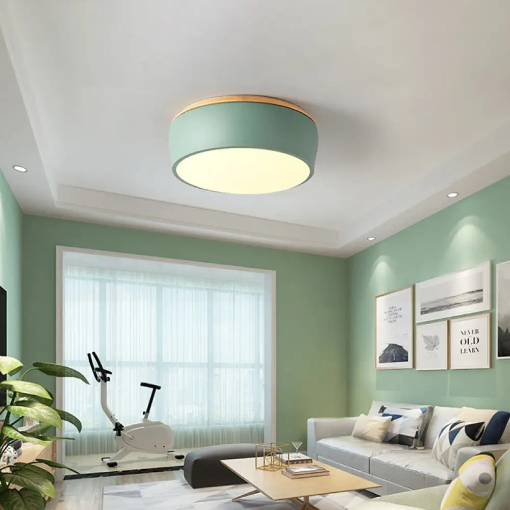 Modern Metal Led Ceiling Mounted Lamp With Flush Mount Design Multiple Colors And Recessed Diffuser