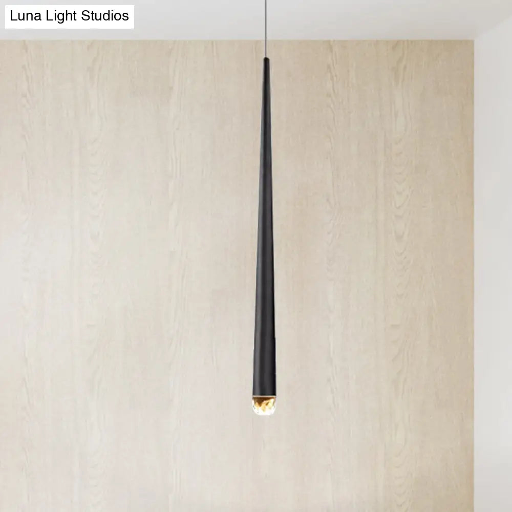 Minimalist Tapered Ceiling Light: Black/Brass Led Pendant Fixture For Living Room With Adjustable