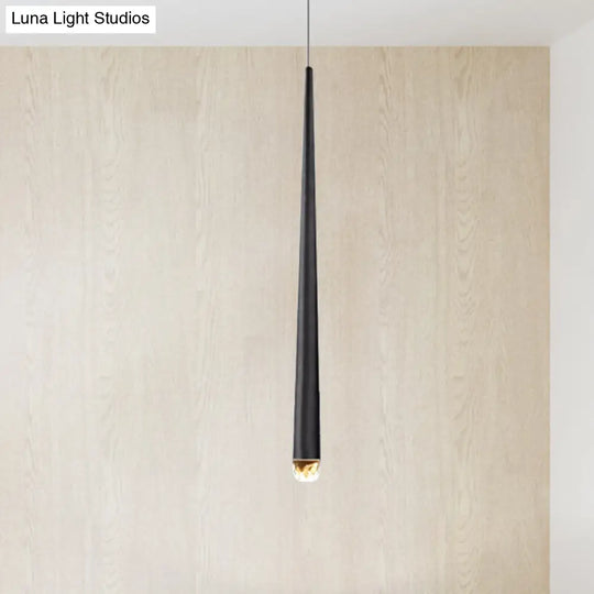 Minimalist Tapered Ceiling Light: Black/Brass Led Pendant Fixture For Living Room With Adjustable