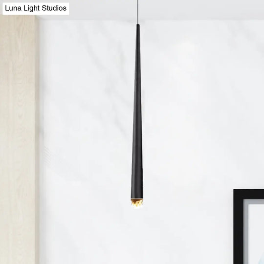 Minimalist Tapered Ceiling Light: Black/Brass Led Pendant Fixture For Living Room With Adjustable