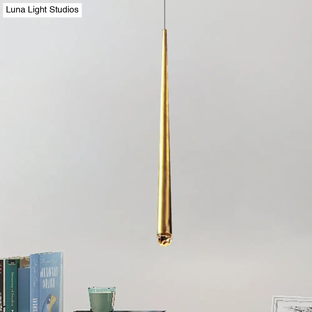 Minimalist Tapered Ceiling Light: Black/Brass Led Pendant Fixture For Living Room With Adjustable