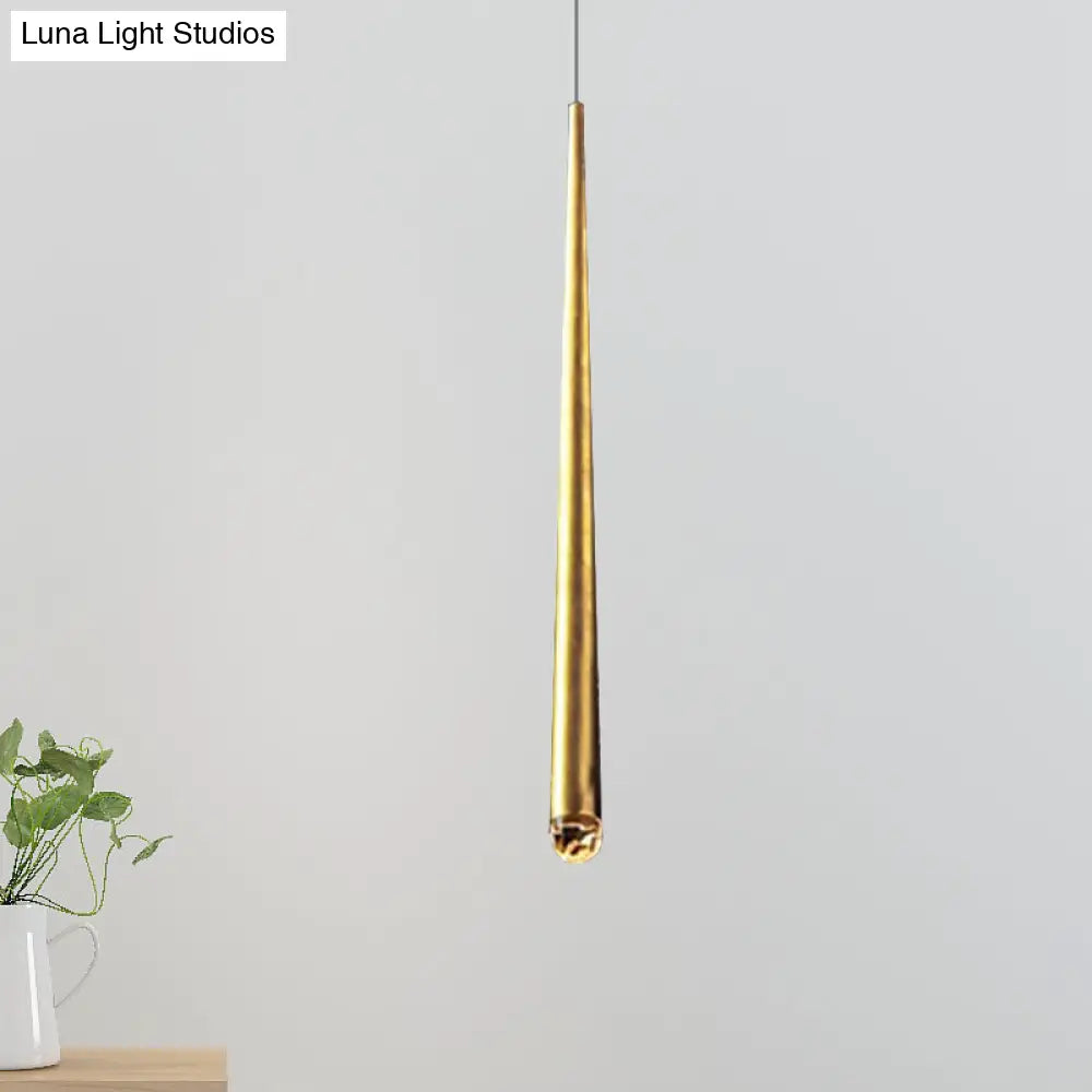 Minimalist Tapered Ceiling Light: Black/Brass Led Pendant Fixture For Living Room With Adjustable