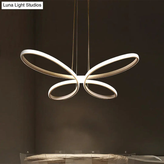 Modern Metal Led Chandelier - Butterfly Frame With Gold Finish Warm/White Lighting Perfect For