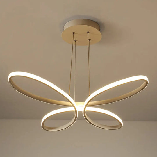 Modern Metal Led Chandelier - Butterfly Frame With Gold Finish Warm/White Lighting Perfect For