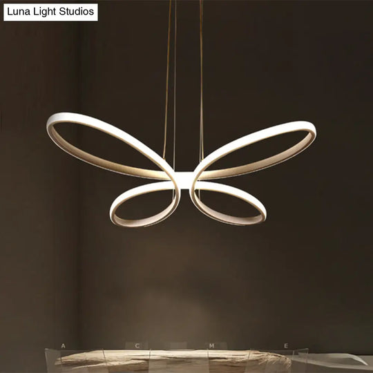 Gold Metal Led Butterfly Frame Chandelier - Modernist Restaurant Down Lighting Warm/White Light