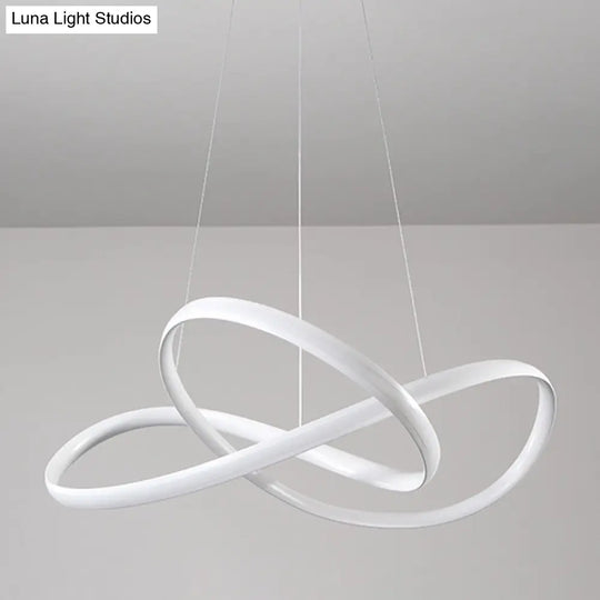 Modern Metal Led Chandelier With Seamless Curve Design For Dining Room Pendant Lighting White / 19.5