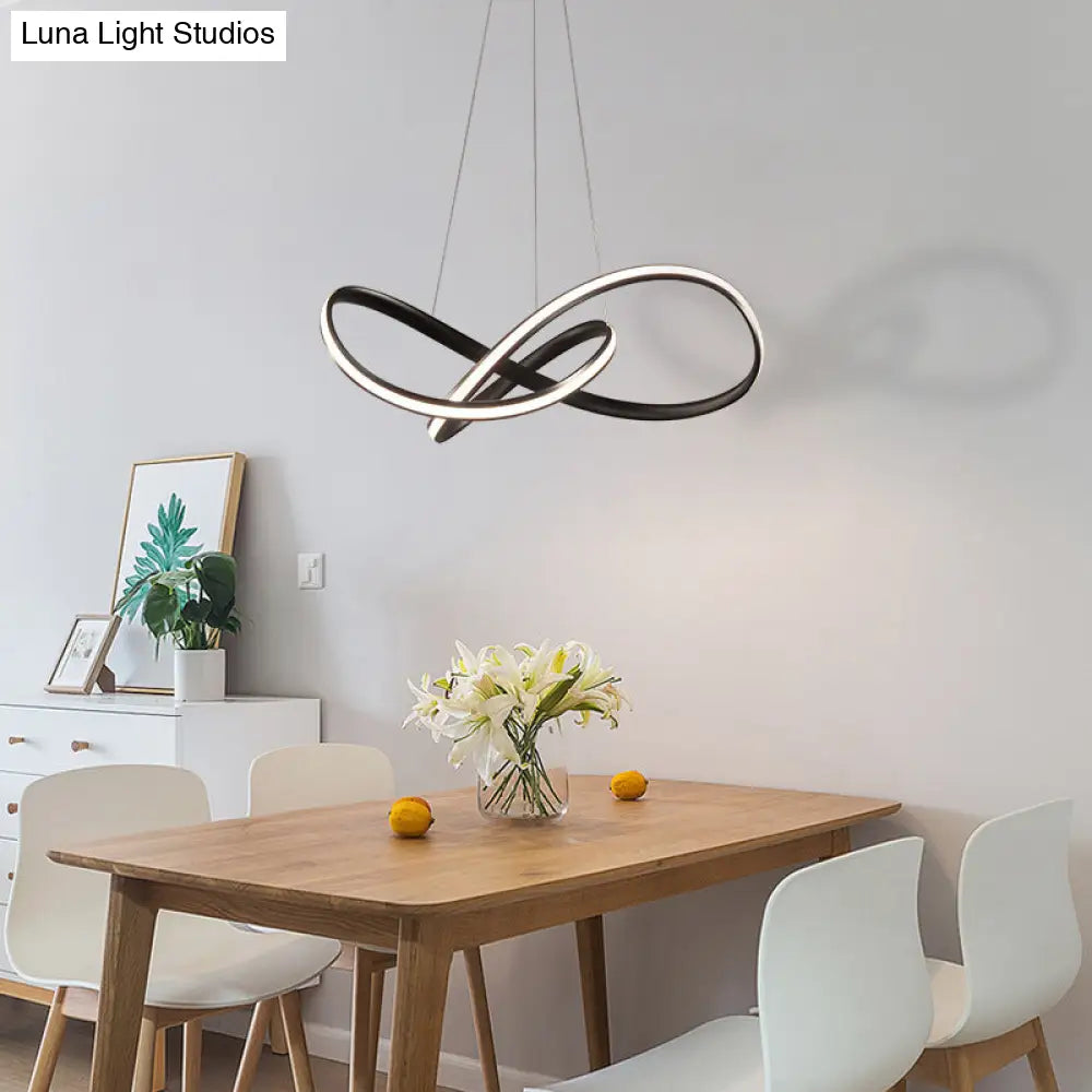 Modern Metal Led Chandelier With Seamless Curve Design For Dining Room Pendant Lighting