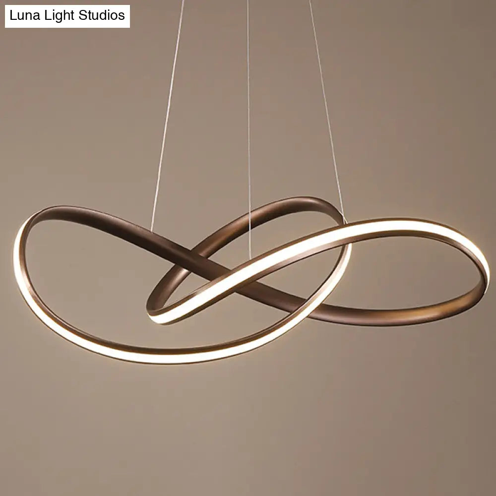 Modern Metal Led Chandelier With Seamless Curve Design For Dining Room Pendant Lighting Coffee /