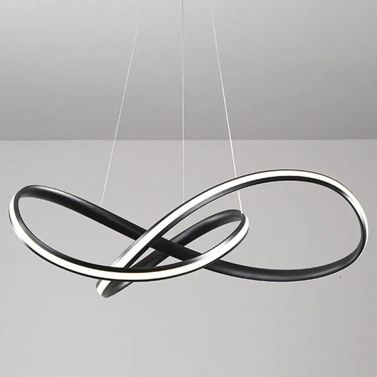 Modern Metal Led Chandelier For Dining Room - Seamless Curve Pendant Light Black / 19.5’ Warm