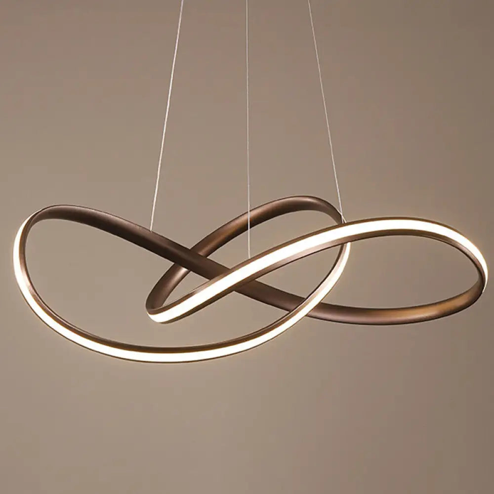 Modern Metal Led Chandelier For Dining Room - Seamless Curve Pendant Light Coffee / 19.5’ Natural