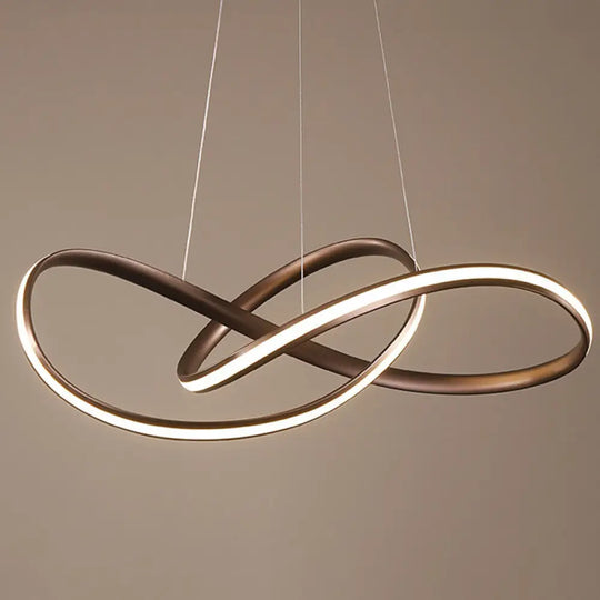 Modern Metal Led Chandelier For Dining Room - Seamless Curve Pendant Light Coffee / 19.5’ Natural