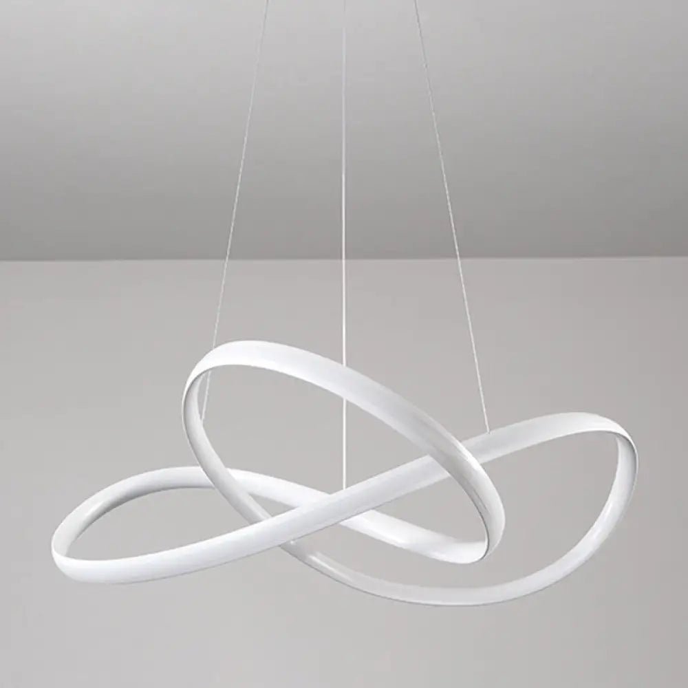 Modern Metal Led Chandelier For Dining Room - Seamless Curve Pendant Light White / 19.5’ Warm