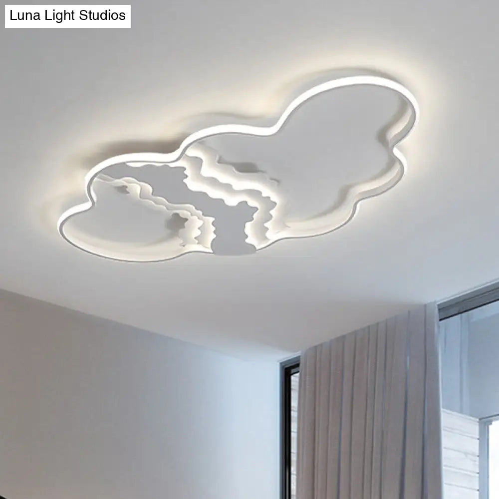 Modern Metal Led Cloud Flush Mount Fixture In White With Warm/White Light For Living Room Lighting /