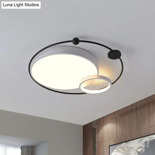 Modern Metal Led Flush Ceiling Light Fixture Planet Shaped For Bedroom