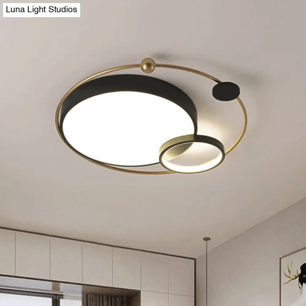 Modern Metal Led Flush Ceiling Light Fixture Planet Shaped For Bedroom