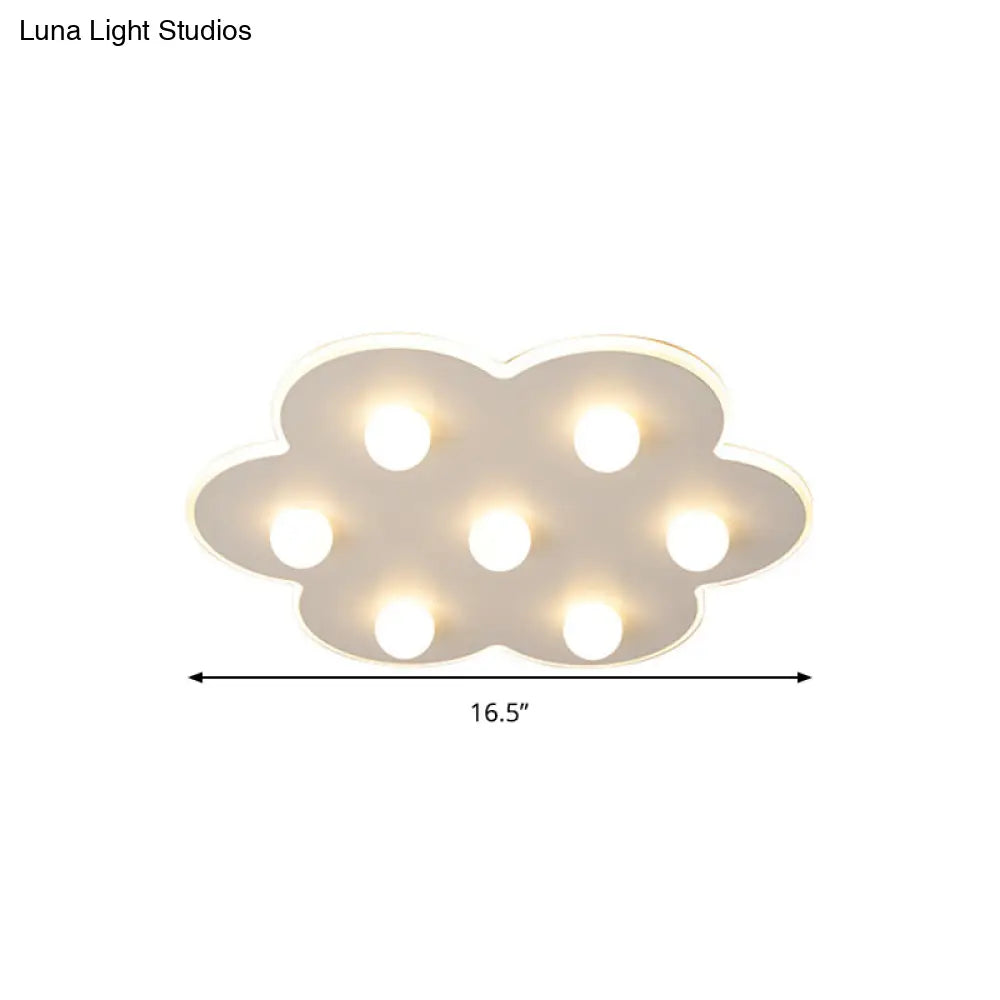 Modern Metal Led Flush Ceiling Light For Kids - Flower/Round/Square Design 8 Lights 16.5/19.5 Inch