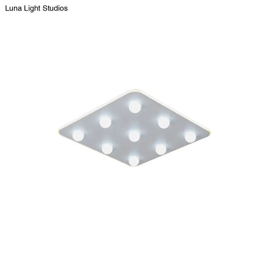 Modern Metal Led Flush Ceiling Light For Kids - Flower/Round/Square Design 8 Lights 16.5/19.5 Inch