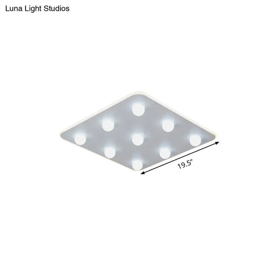 Modern Metal Led Flush Ceiling Light For Kids - Flower/Round/Square Design 8 Lights 16.5/19.5 Inch
