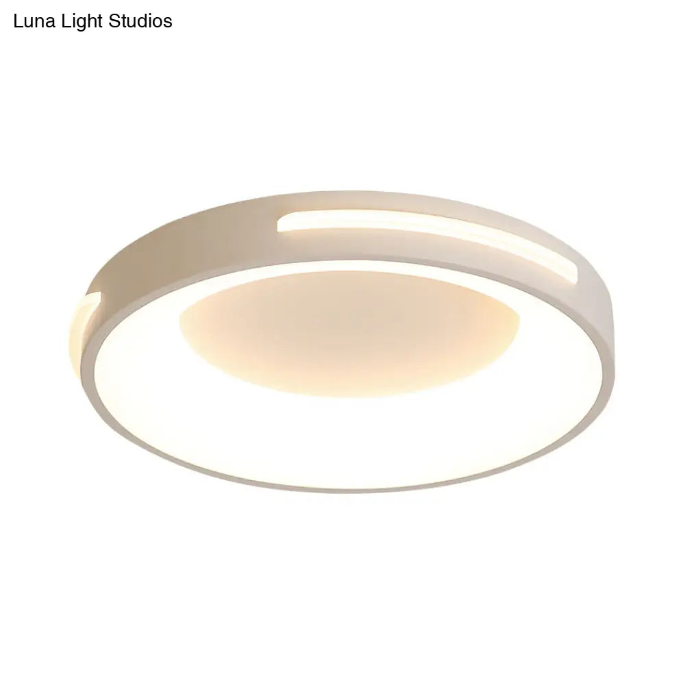 Modern Metal Led Flush Ceiling Light With Acrylic Diffuser - Circle Design In White/Warm Various