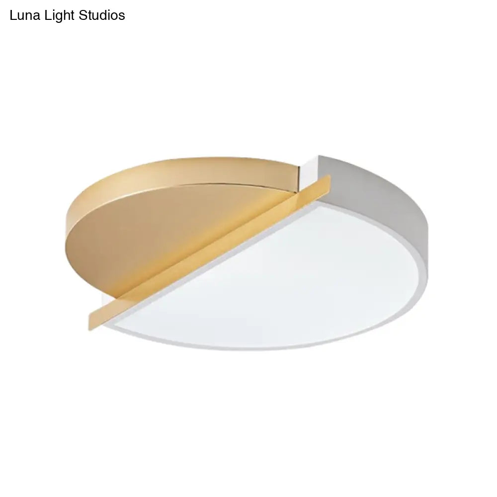 Modern Metal Led Flush Light: Sunrise Design 16’/23.5’ W Round Bedroom Ceiling Mount Lamp In