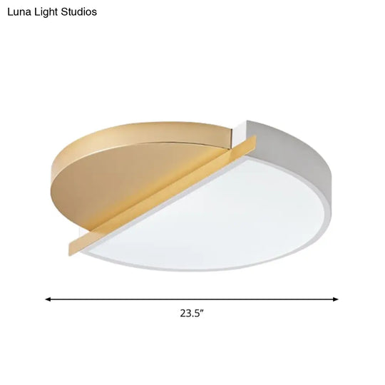Modern Metal Led Flush Light: Sunrise Design 16’/23.5’ W Round Bedroom Ceiling Mount Lamp In